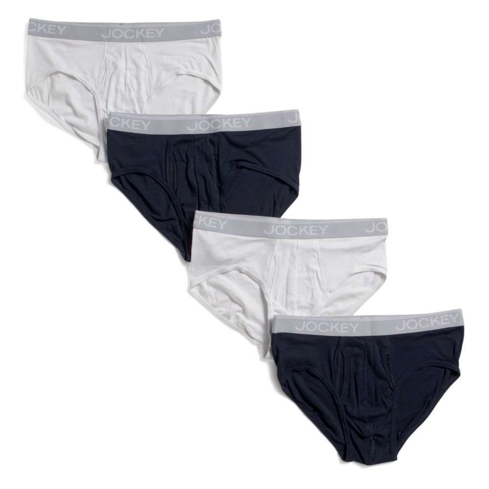 Jockey Men’s Cotton Blend Briefs 4 Pack White Black Size XL and 2XL Comfort Fit